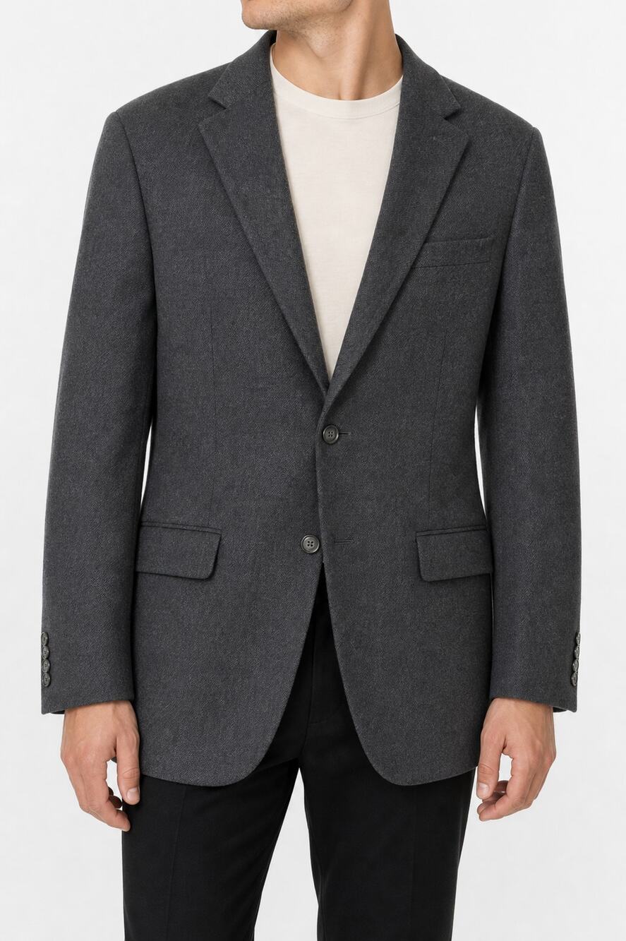 Oscar de la Renta Mens 42L Charcoal Wool Blazer Sport Coat Work Formal Academia